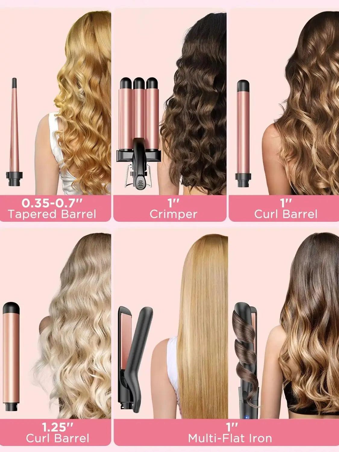 Bestope Pro 5 in 1 Wand Curling Iron Set with Hair Straightener