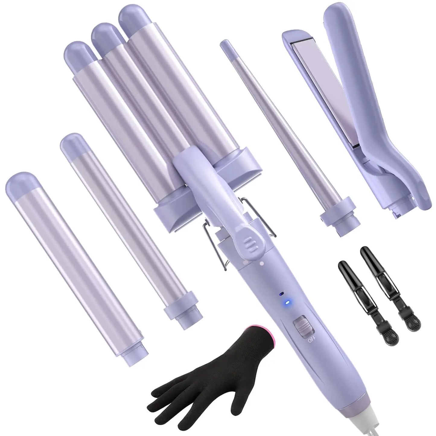 Bestope Pro 5 in 1 Wand Curling Iron Set with Hair Straightener