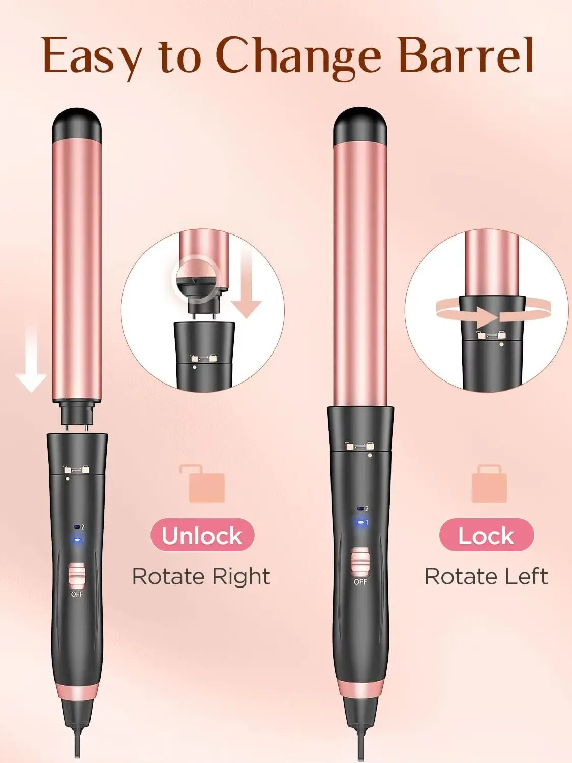 Bestope Pro 5 in 1 Wand Curling Iron Set with Hair Straightener