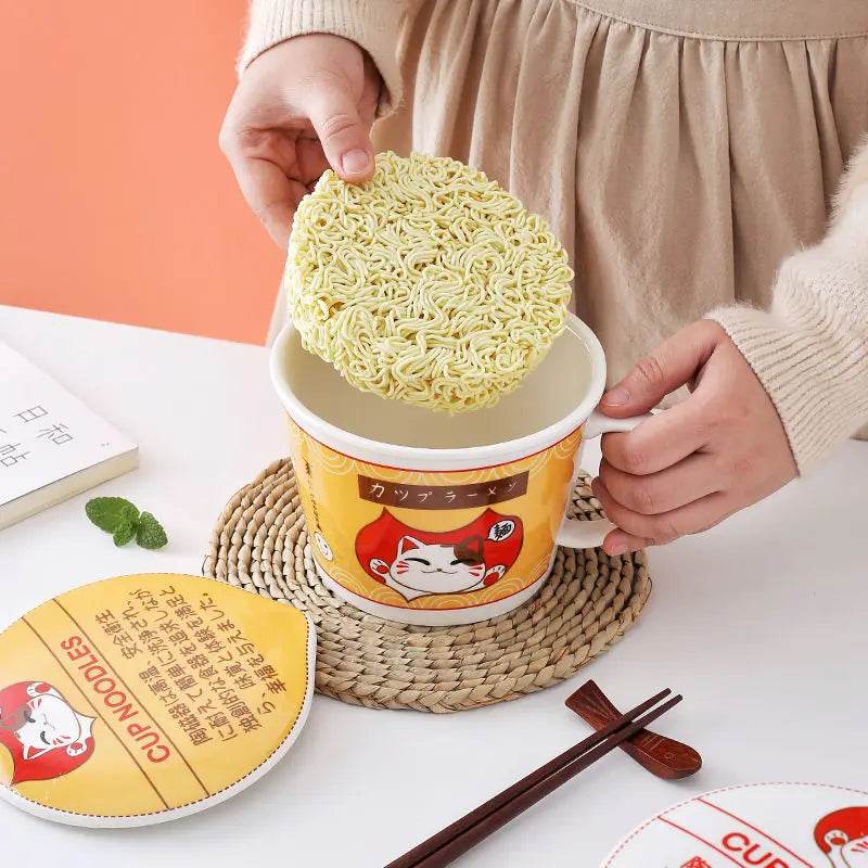 Cat Noodle Cup Bowl Ins Style Creative Student Lunch Box
