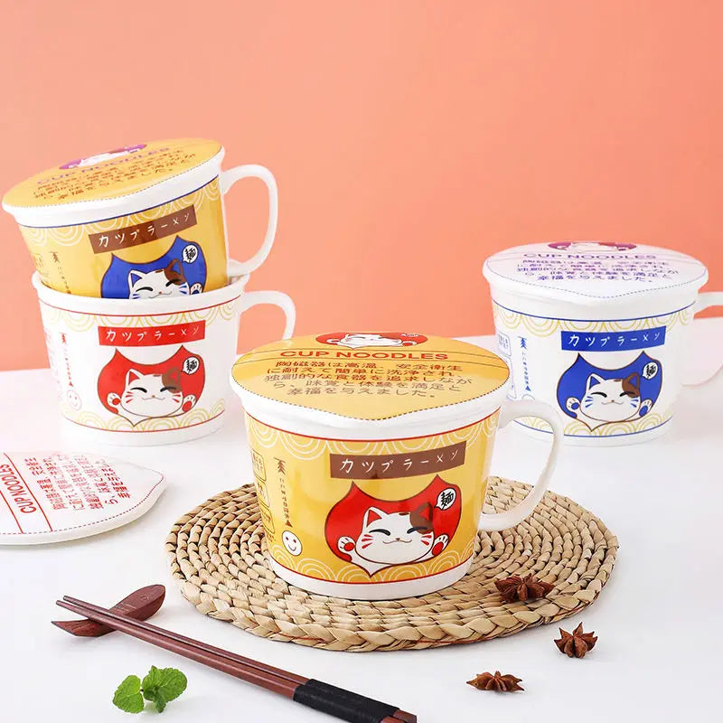 Cat Noodle Cup Bowl Ins Style Creative Student Lunch Box