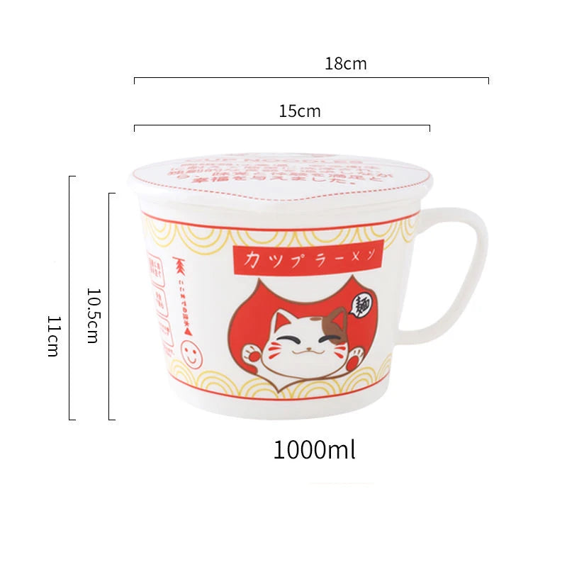 Cat Noodle Cup Bowl Ins Style Creative Student Lunch Box