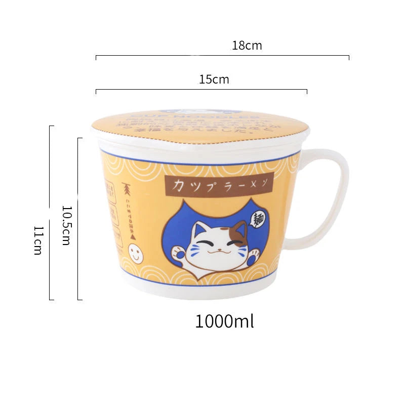 Cat Noodle Cup Bowl Ins Style Creative Student Lunch Box