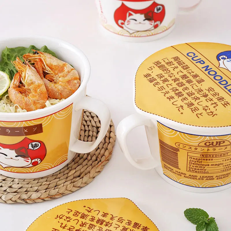Cat Noodle Cup Bowl Ins Style Creative Student Lunch Box