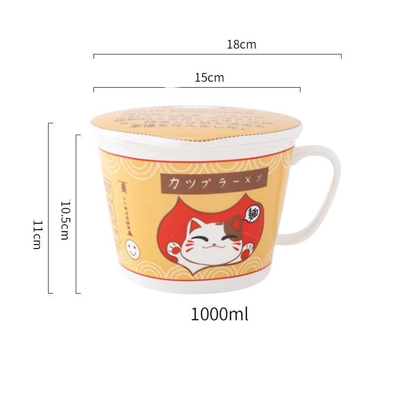 Cat Noodle Cup Bowl Ins Style Creative Student Lunch Box