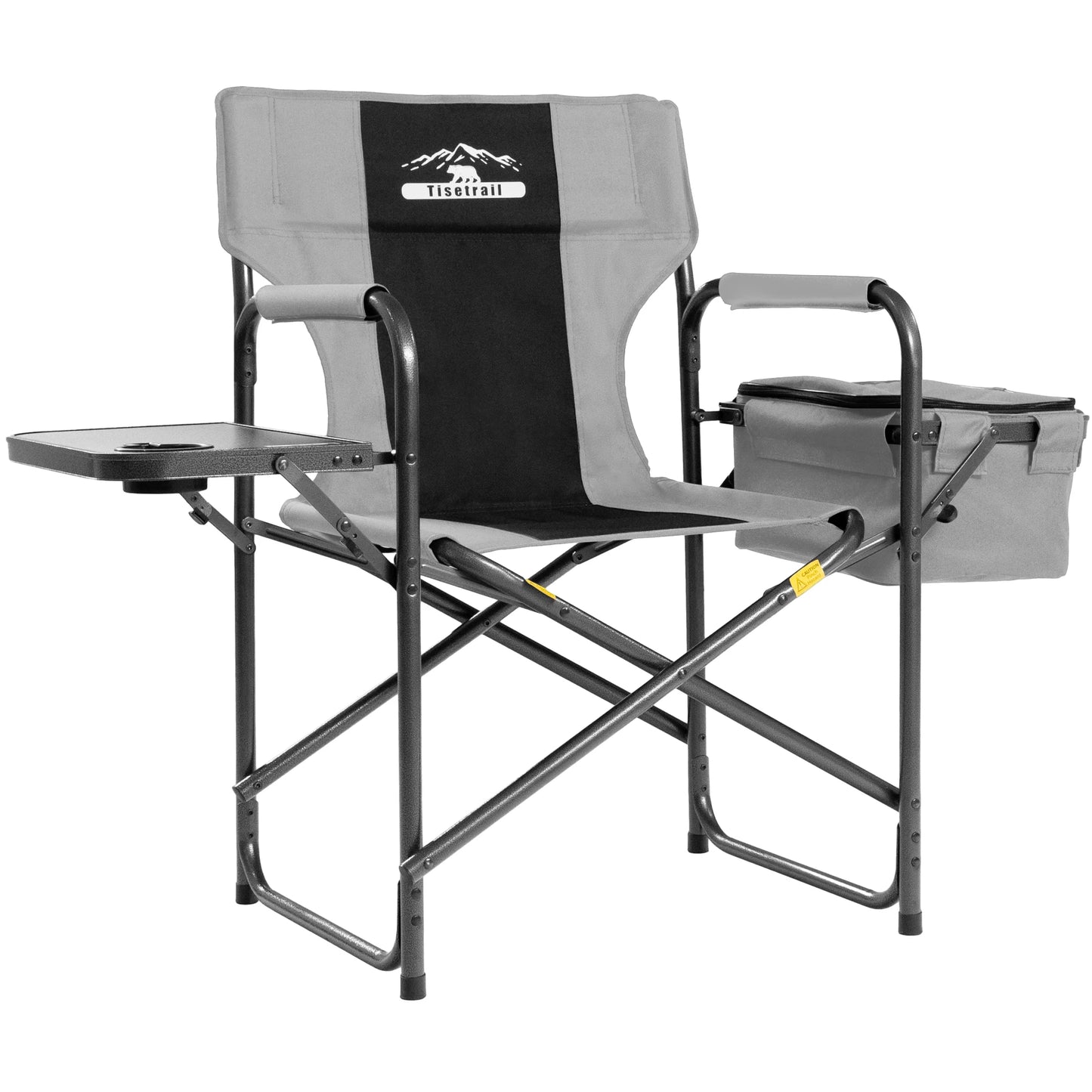 Tisetrail Director Camping Chair with Cooler Bag Foldable Side Tray Outdoor Lawn Chair Gray and Black