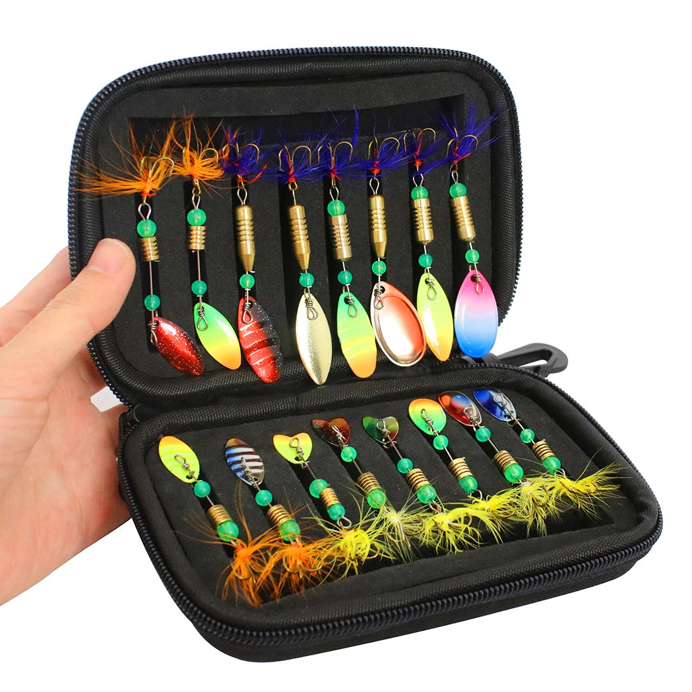 16pcs Fishing Spoons Lures Metal Baits Set with Storage Bag