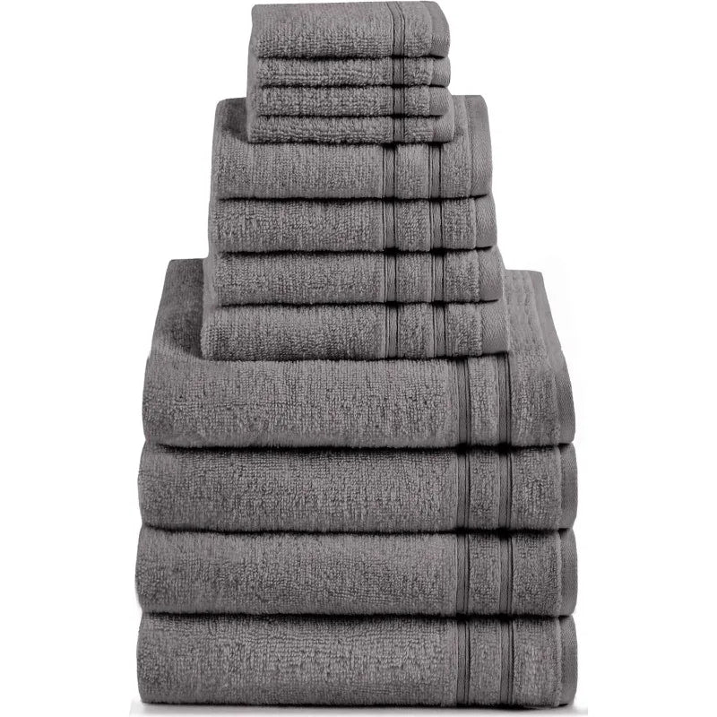 Luxury Bathroom Towel Set of 12 Piece 100% Cotton Towels