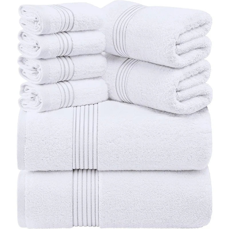 8-Piece Premium Towel Set, 100% Ring Spun Cotton Towels