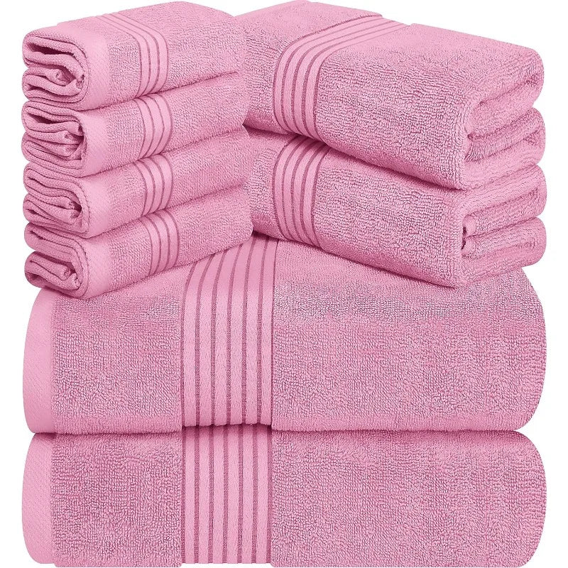 8-Piece Premium Towel Set, 100% Ring Spun Cotton Towels
