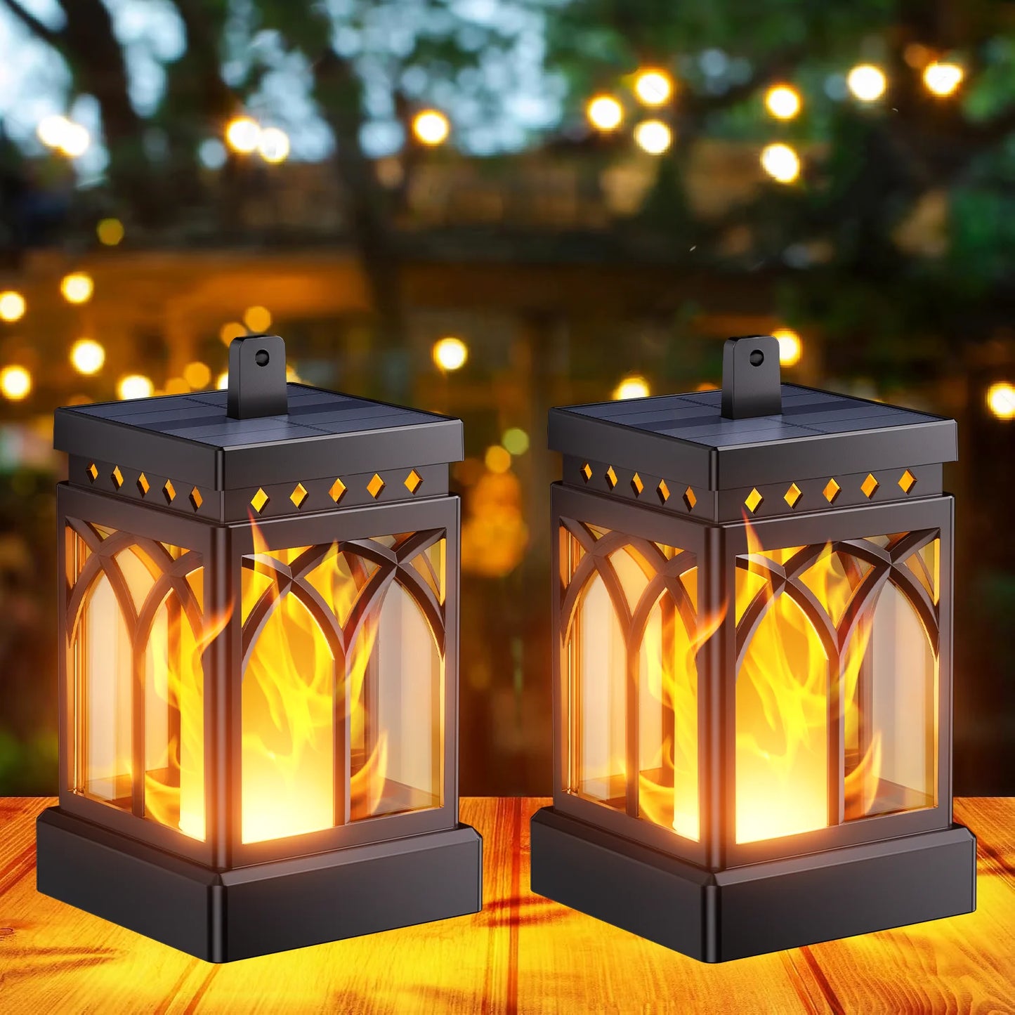 2/4 Pack Solar Flame LED Lights Outdoor Lanterns with 2 Modes for Yard Garden Camping Decor and Gifts