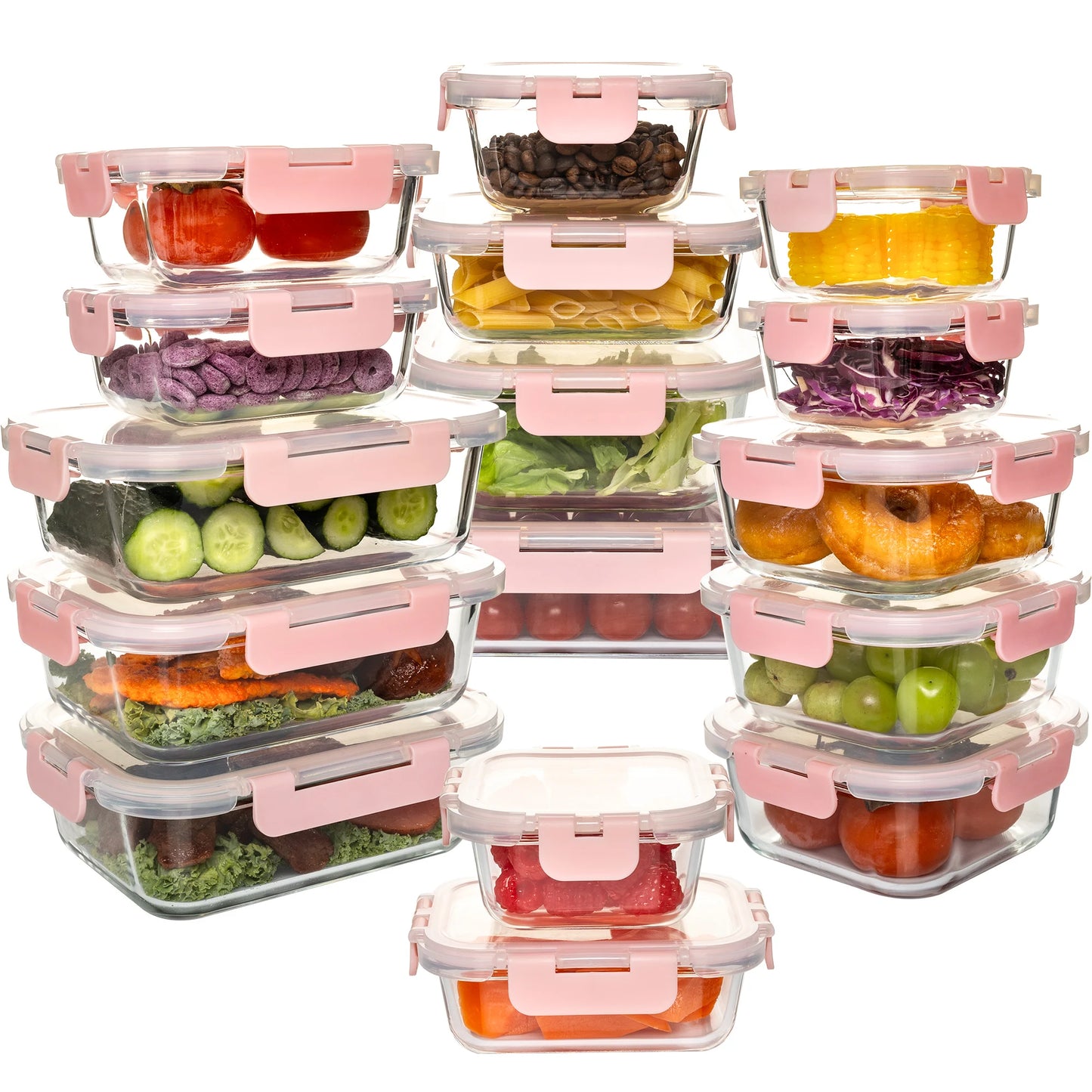 16-Piece Glass Food Storage Containers Set, Leakproof Airtight