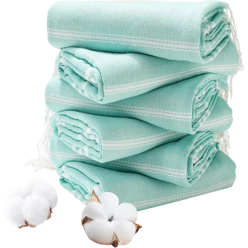 6 Packs Oversized Cotton Turkish Beach Towels Set Bulk 74"x38" Extra Large Quick Dry Sand Free for Swim Bath Camping Pool