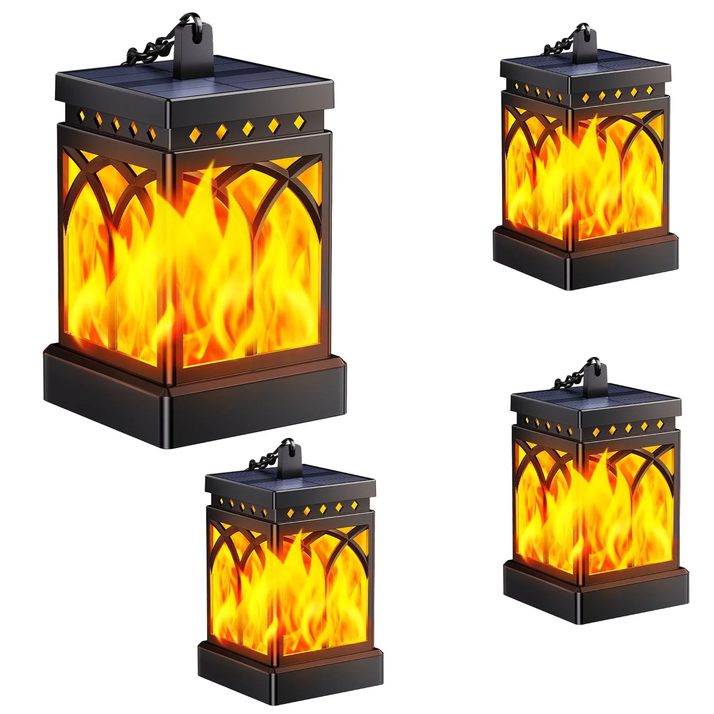 2/4 Pack Solar Flame LED Lights Outdoor Lanterns with 2 Modes for Yard Garden Camping Decor and Gifts