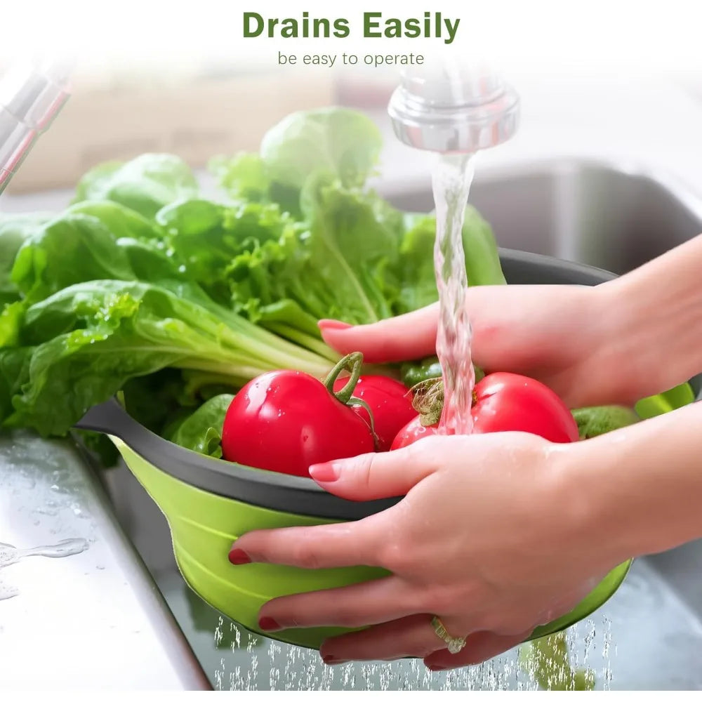 Foldable Colander Set of 2 Silicone Kitchen Colanders