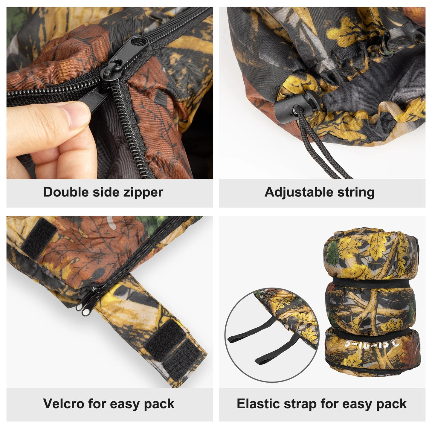 Portable Lightweight Camping Sleeping Bag for 1-2 Person Travel Outdoor 2x6 Feet