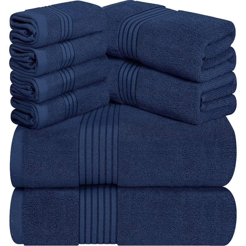 8-Piece Premium Towel Set, 100% Ring Spun Cotton Towels