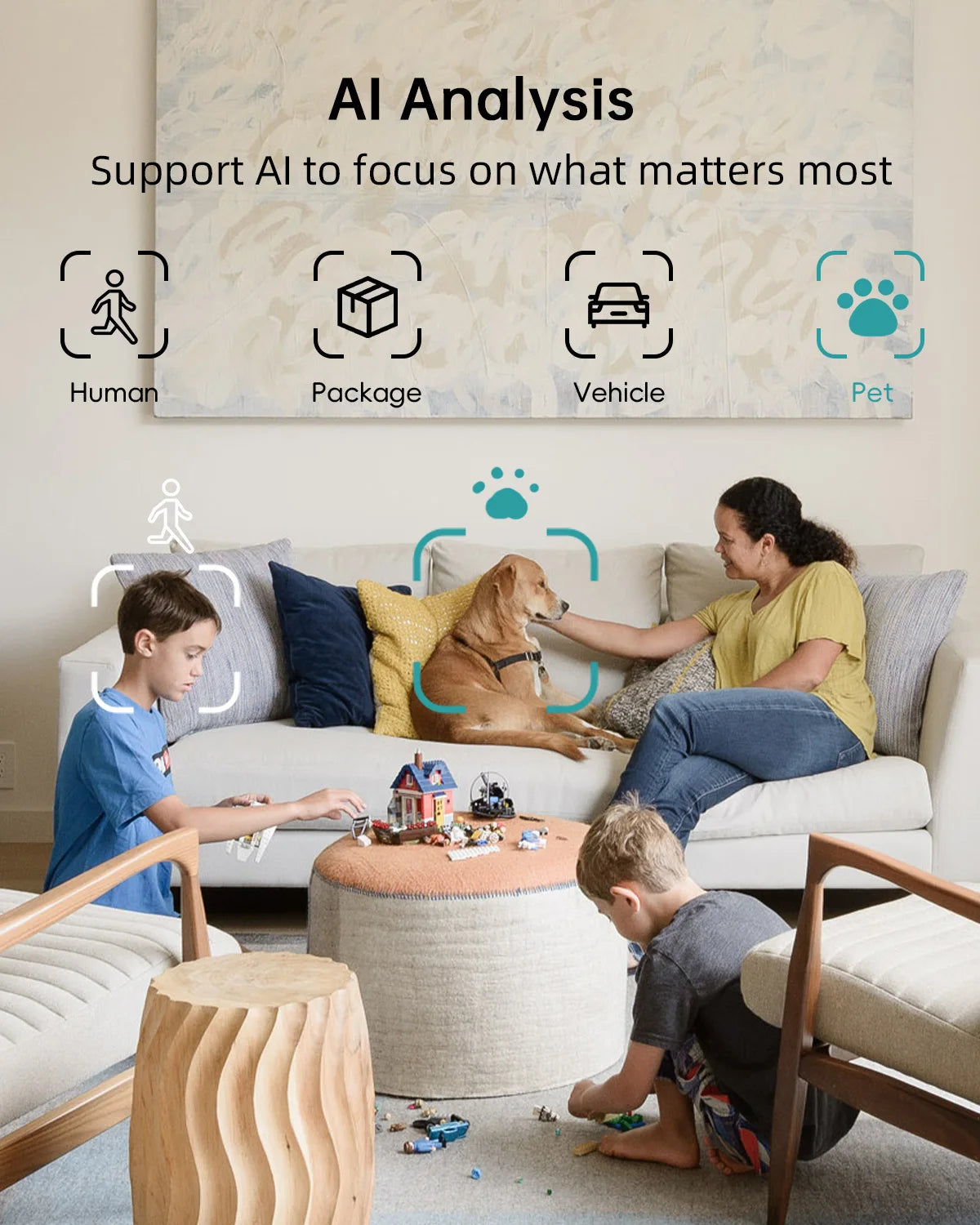 ZUMIMALL Wired Security Camera 5G 2.4G WiFi Baby Pet Monitor with Audio One Click Call Auto Tracking Cry PIR AI Detection