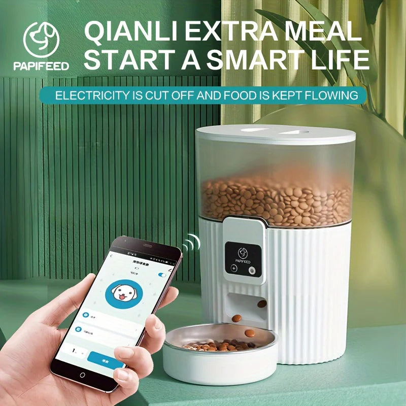 PAPIFEED Smart Cat Automatic Feeder Dog Food Dispenser WiFi Remote Control LCD Display Plastic Design