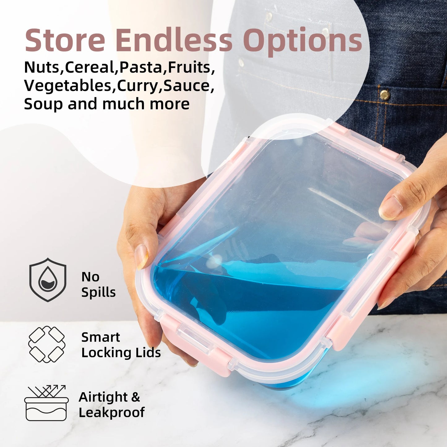 16-Piece Glass Food Storage Containers Set, Leakproof Airtight