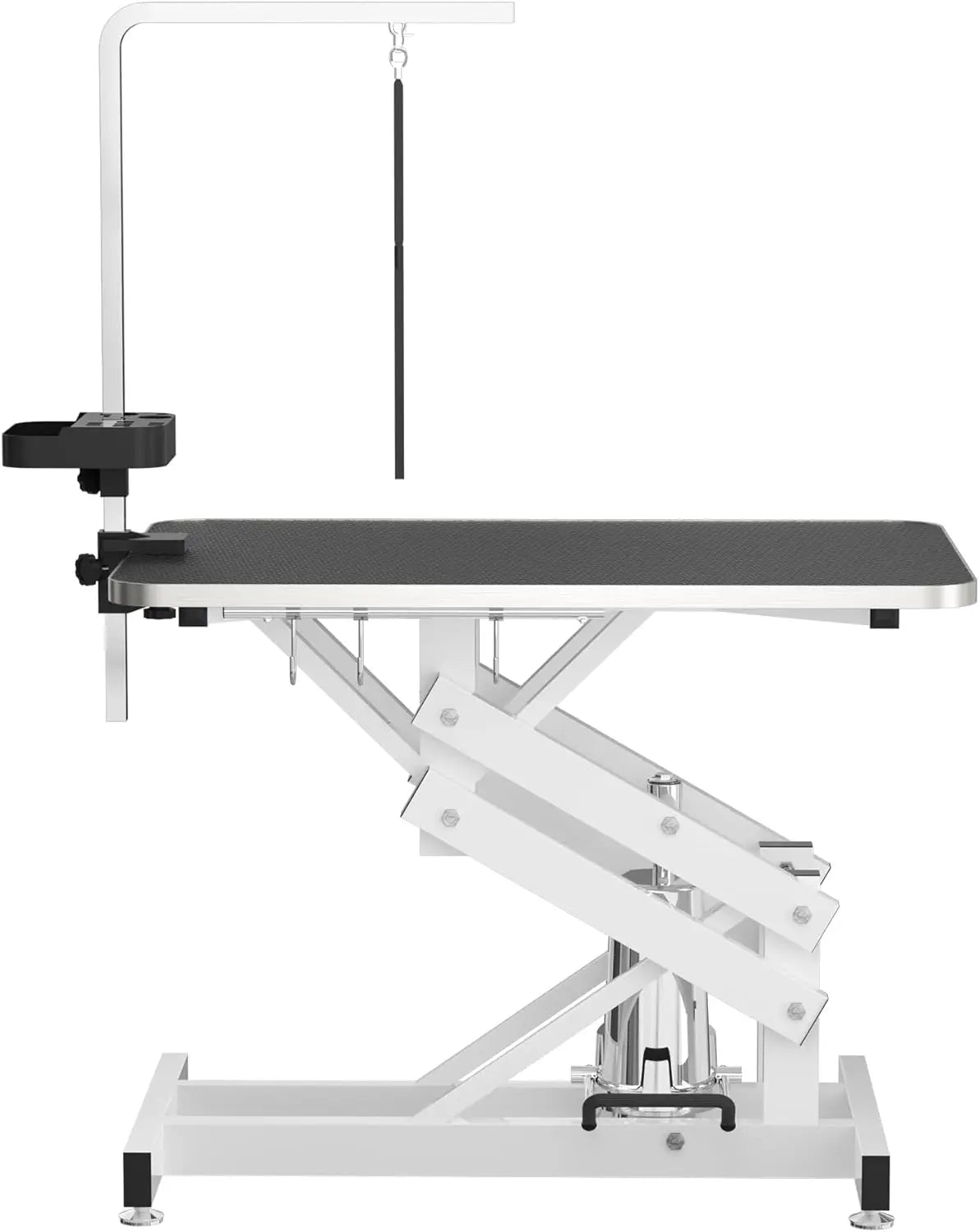 Hydraulic Pet Grooming Table with Anti Static Table Top Heavy Duty Z Lift Design Adjustable Height 21 to 36 Inches with Armrests and Leash Covers 330 Pounds Capacity
