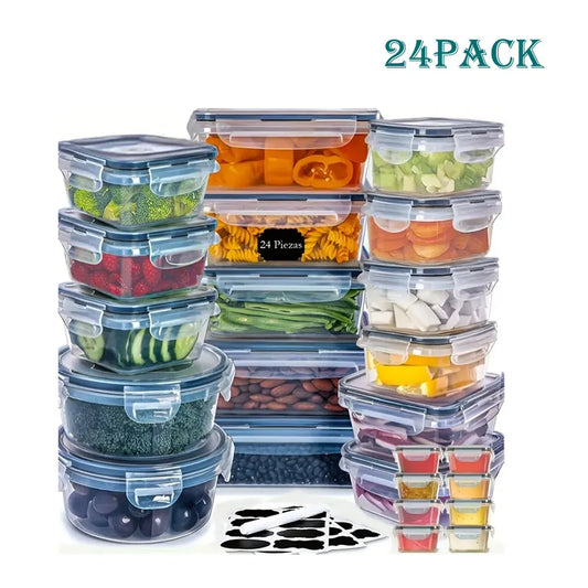 24Pcs Kitchen Storage Container Set - Dishwasher Safe Bins