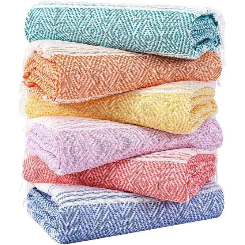 6 Packs Oversized Cotton Turkish Beach Towels Set Bulk 74"x38" Extra Large Quick Dry Sand Free for Swim Bath Camping Pool