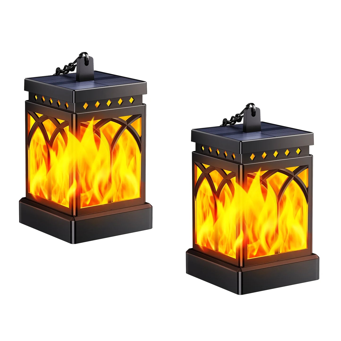 2/4 Pack Solar Flame LED Lights Outdoor Lanterns with 2 Modes for Yard Garden Camping Decor and Gifts