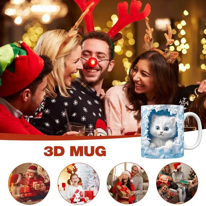 Cat Coffee Mug Ceramic 3D Visual Cat Milk Cup Unique Gifts