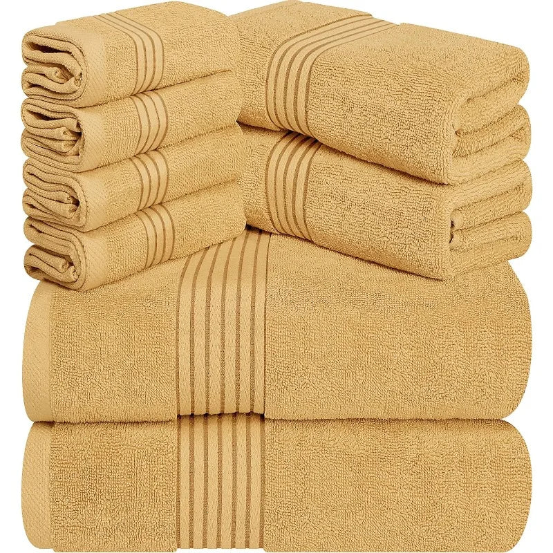8-Piece Premium Towel Set, 100% Ring Spun Cotton Towels