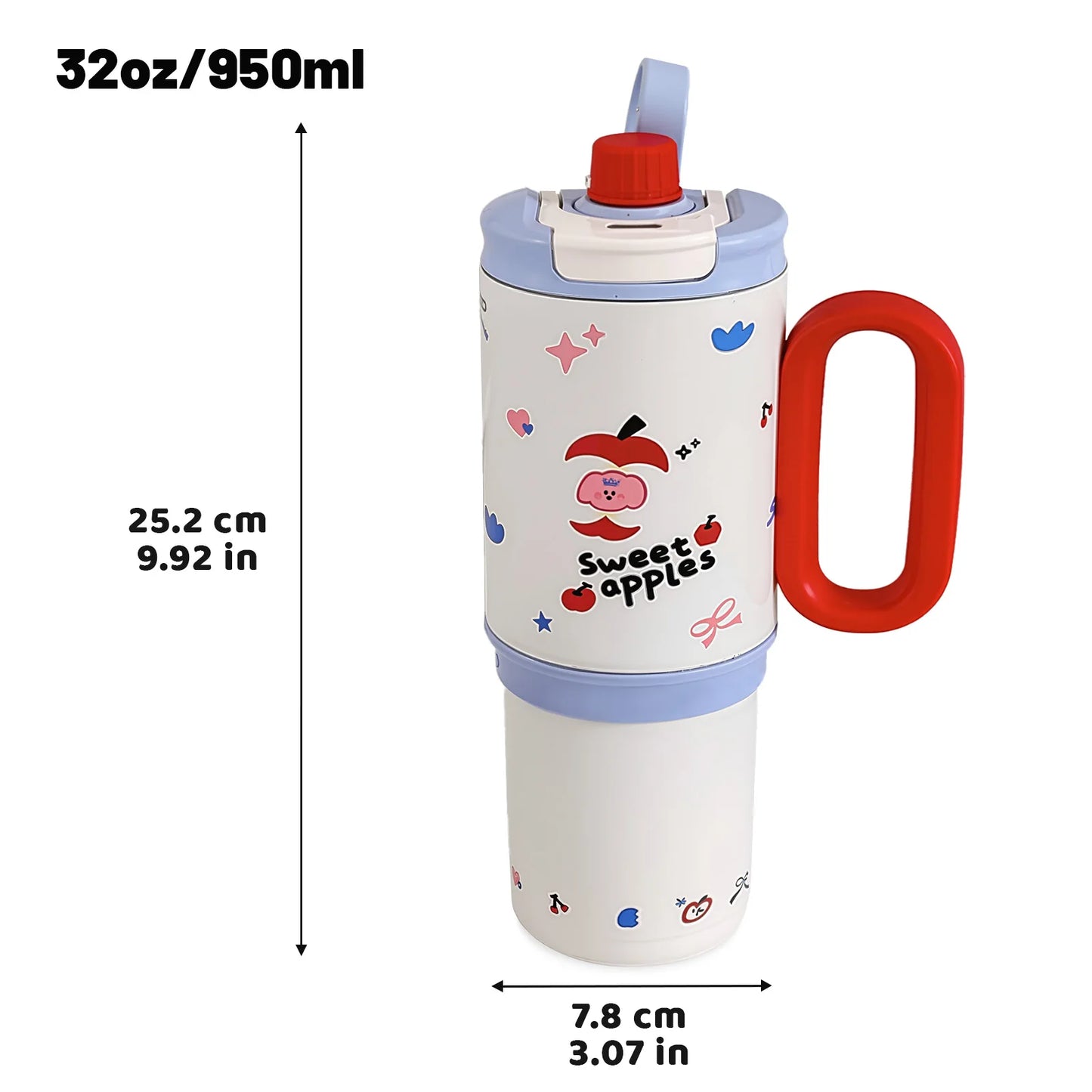 32oz Insulated Tumbler With Handle And Lid Straws Metal Water Bottle
