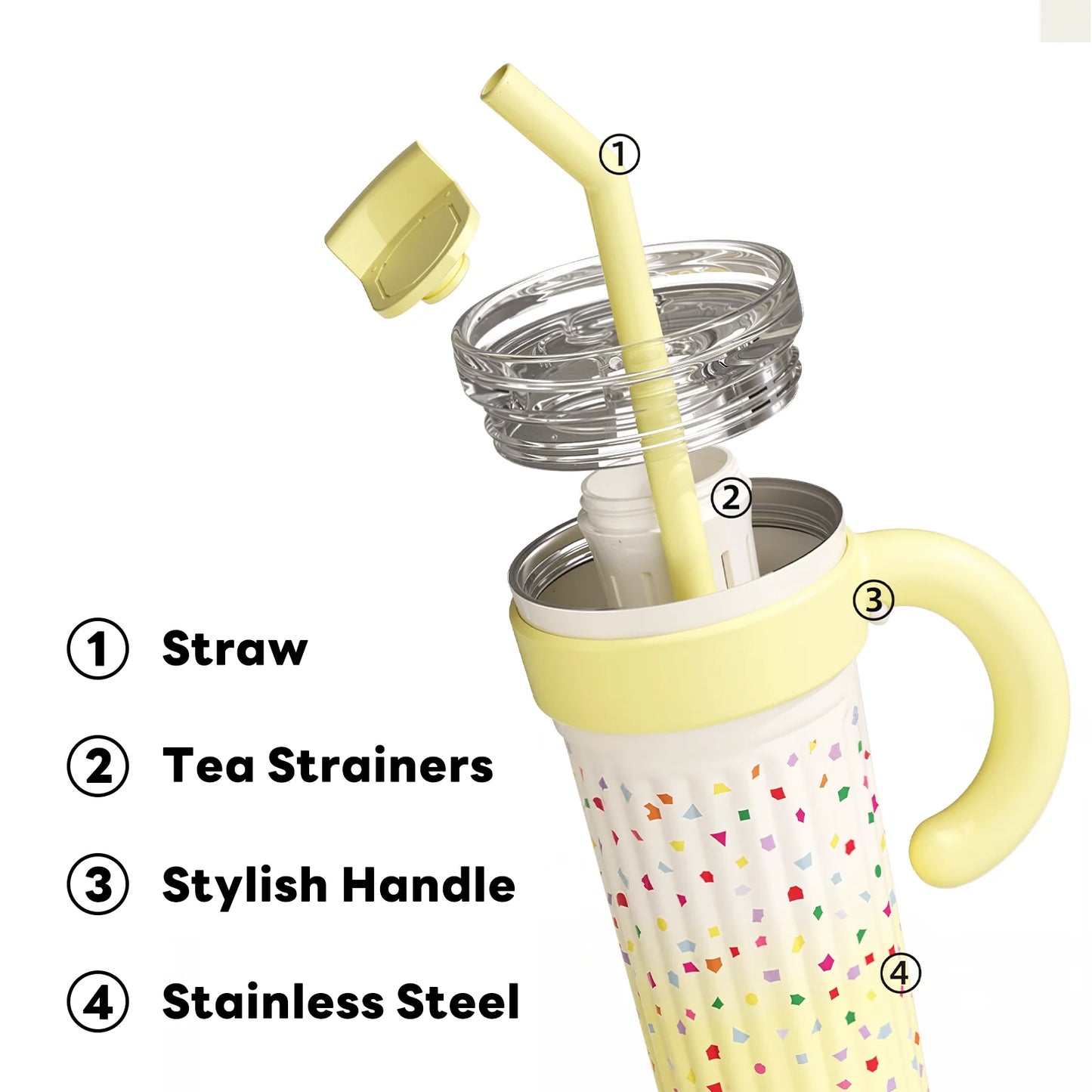 30oz Insulated Tumbler With Handle And Lid Straws Metal