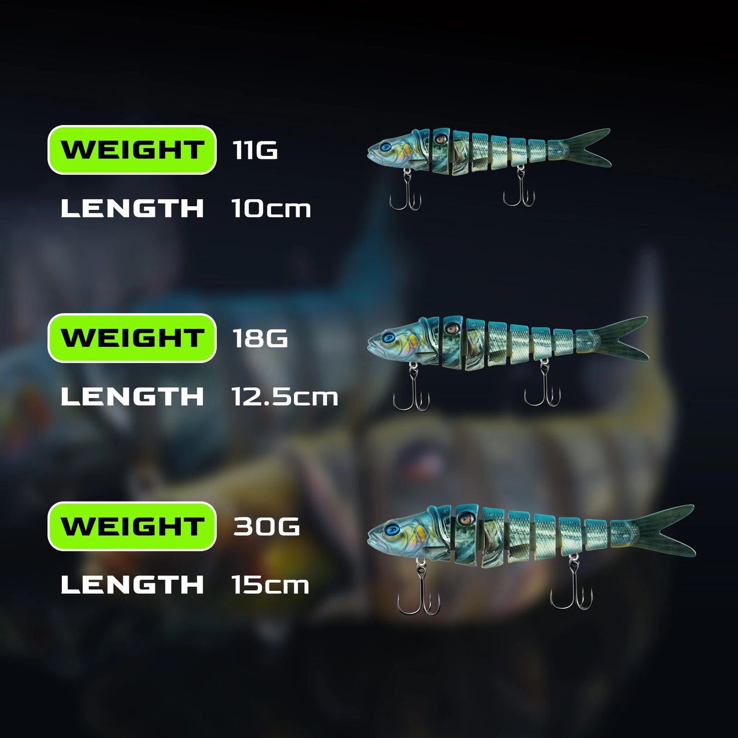 HANDING 3Pcs Fishing Lure Multi-Jointed Swimbait Set