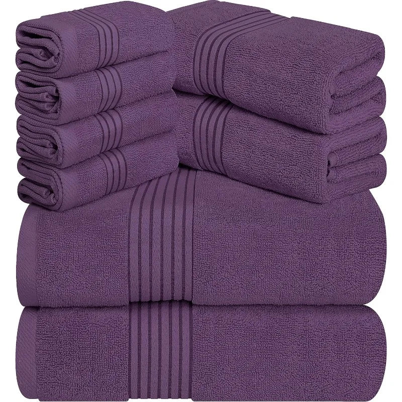 8-Piece Premium Towel Set, 100% Ring Spun Cotton Towels