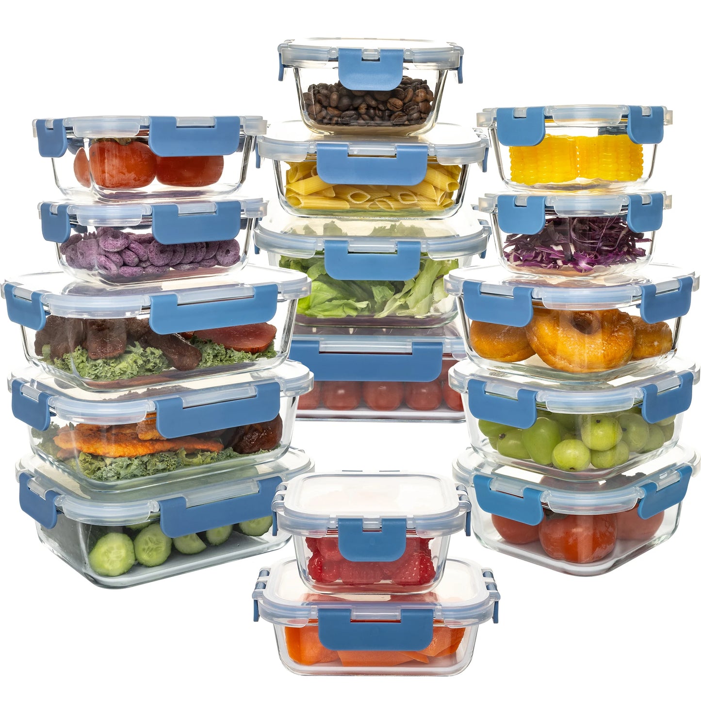 16-Piece Glass Food Storage Containers Set, Leakproof Airtight