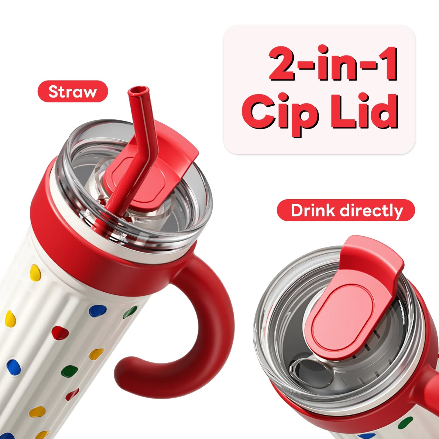 30oz Insulated Tumbler With Handle And Lid Straws Metal