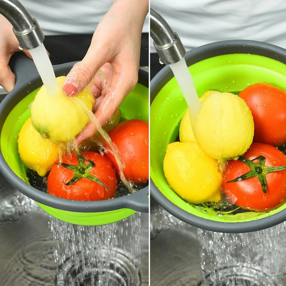 Foldable Colander Set of 2 Silicone Kitchen Colanders