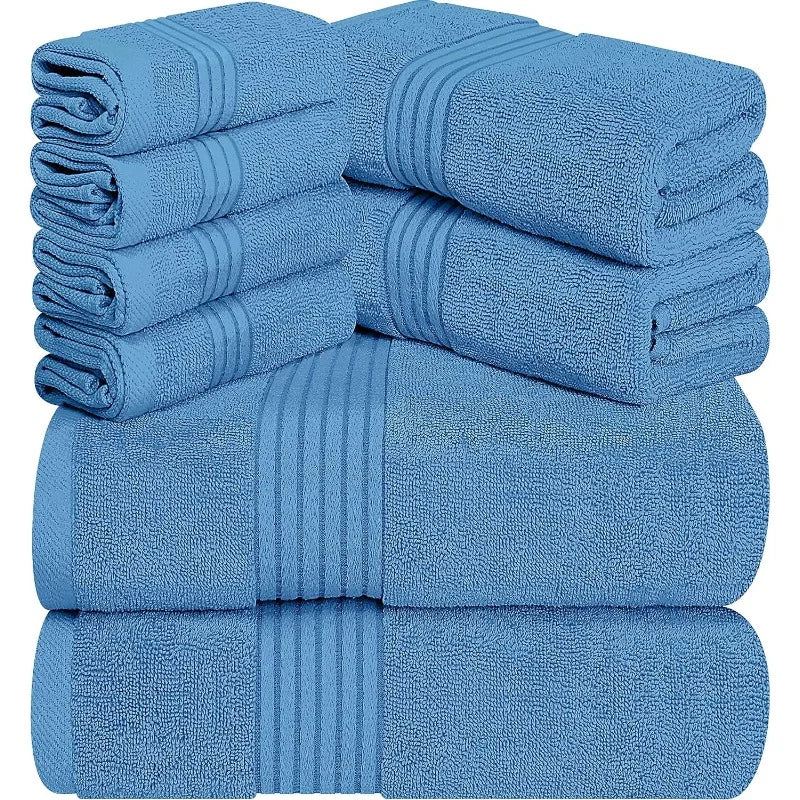 8-Piece Premium Towel Set, 100% Ring Spun Cotton Towels