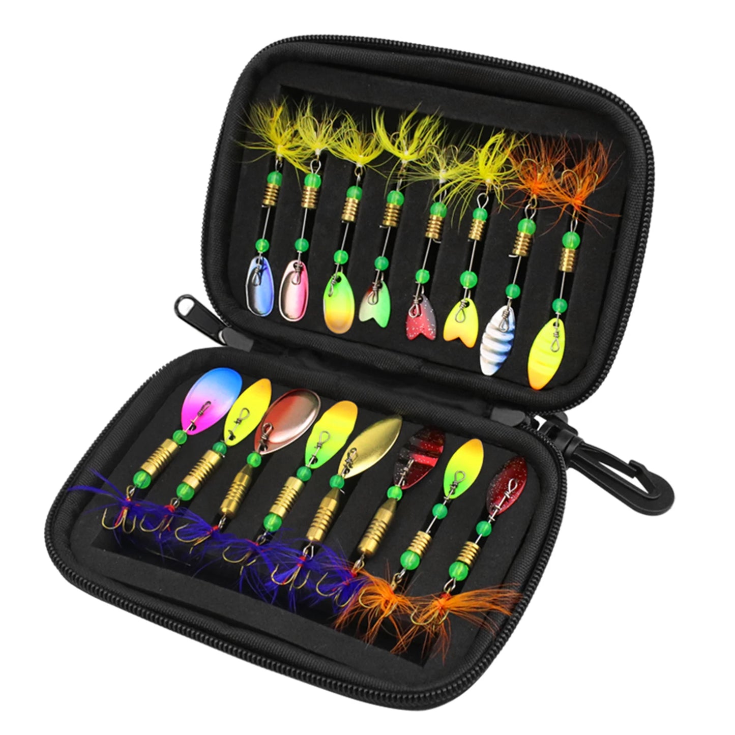 16pcs Fishing Spoons Lures Metal Baits Set with Storage Bag