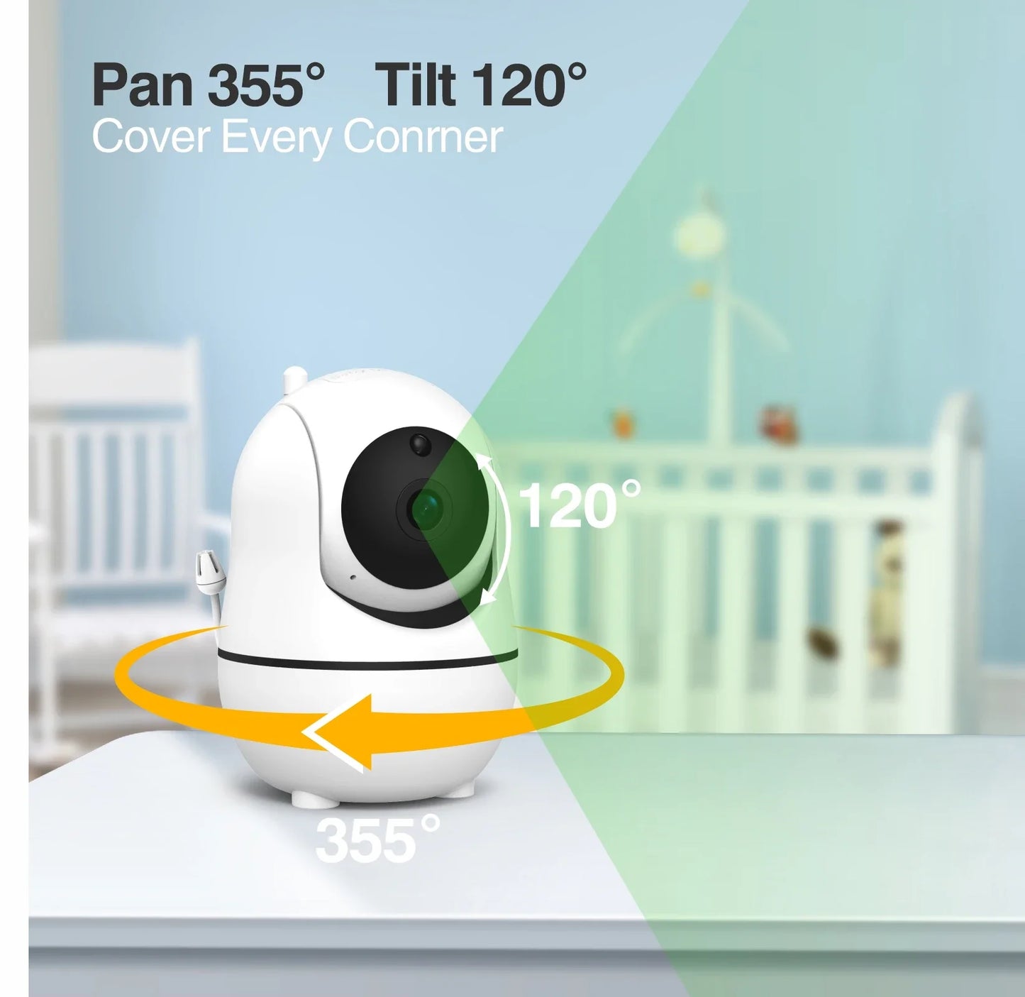 Babystar 7 Inch HD Split Screen Video Baby Monitor No WiFi Baby Camera Monitor Hack Proof Remote Zoom Pan Tilt 4000mAh Battery