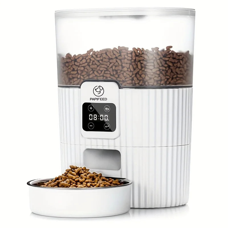 PAPIFEED Smart Cat Automatic Feeder Dog Food Dispenser WiFi Remote Control LCD Display Plastic Design