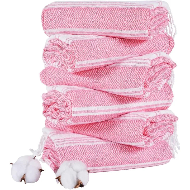 6 Packs Oversized Cotton Turkish Beach Towels Set Bulk 74"x38" Extra Large Quick Dry Sand Free for Swim Bath Camping Pool