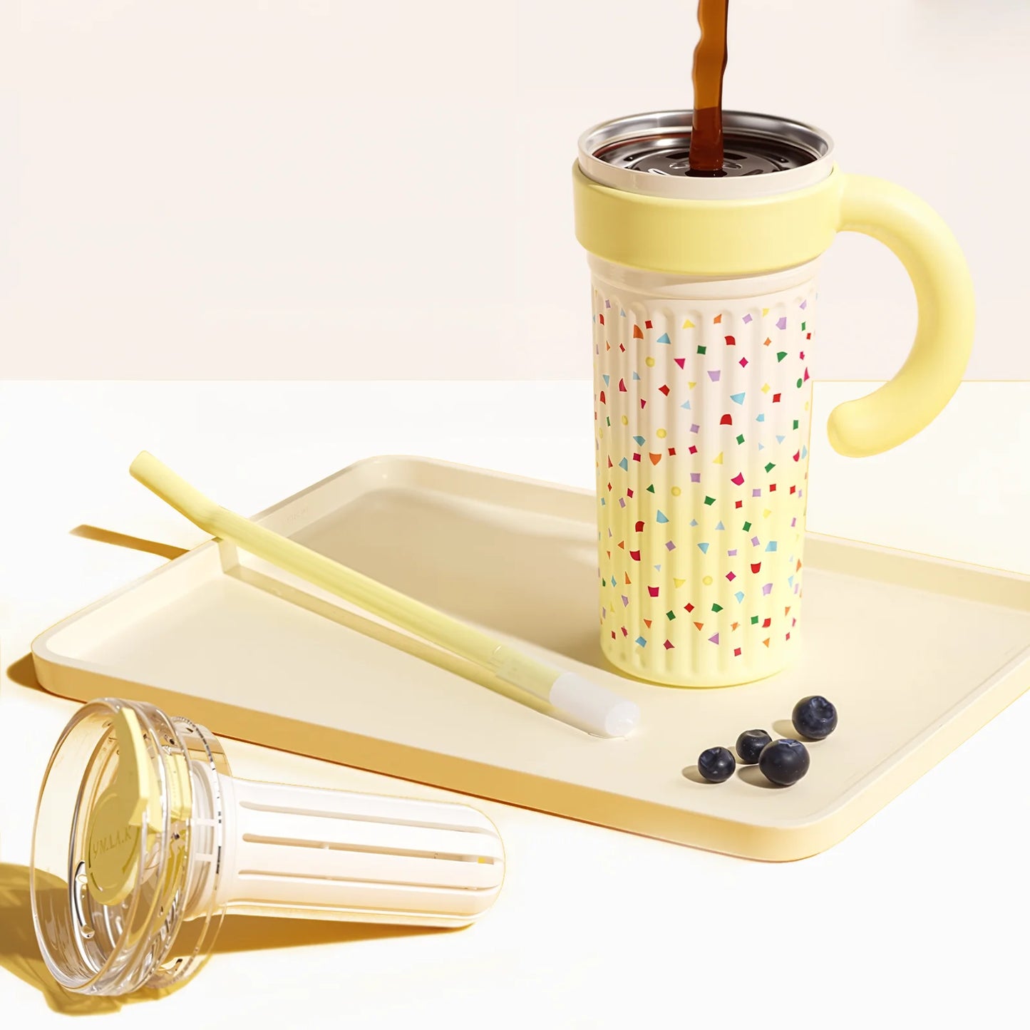 30oz Insulated Tumbler With Handle And Lid Straws Metal