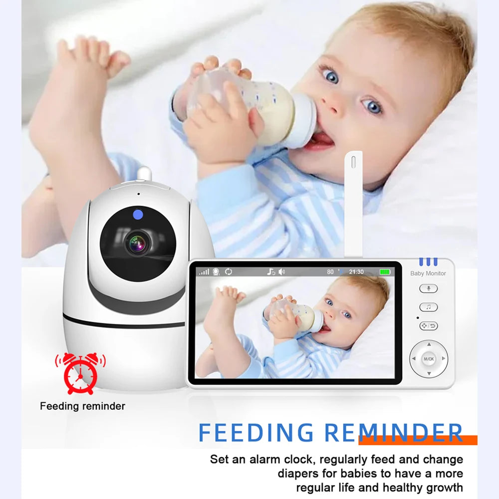5 Inch Video Baby Monitor With Pan Tilt Camera Wireless Two Way Audio Night Vision Security Babysitter VOX Wake Up USB Charge