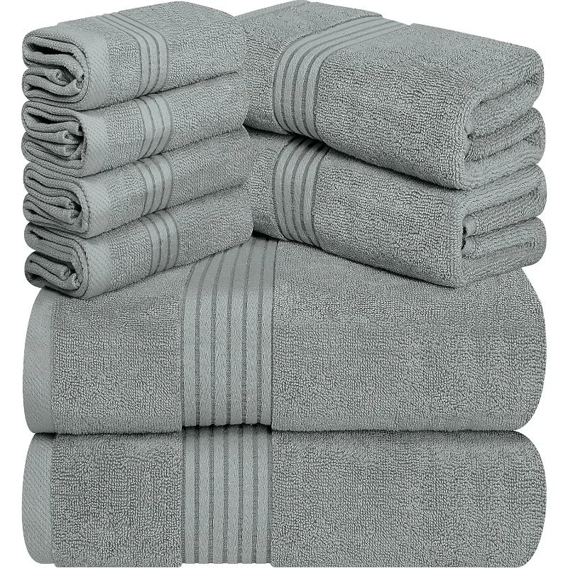 8-Piece Premium Towel Set, 100% Ring Spun Cotton Towels