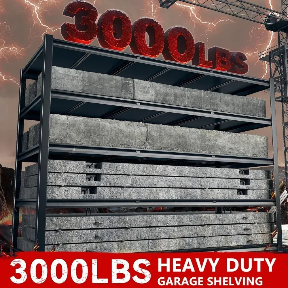 60" W Garage Shelving 3000LBS Heavy Duty Storage Shelves, Adjustable  Tier Metal Shelves for Storage Rack Industrial She
