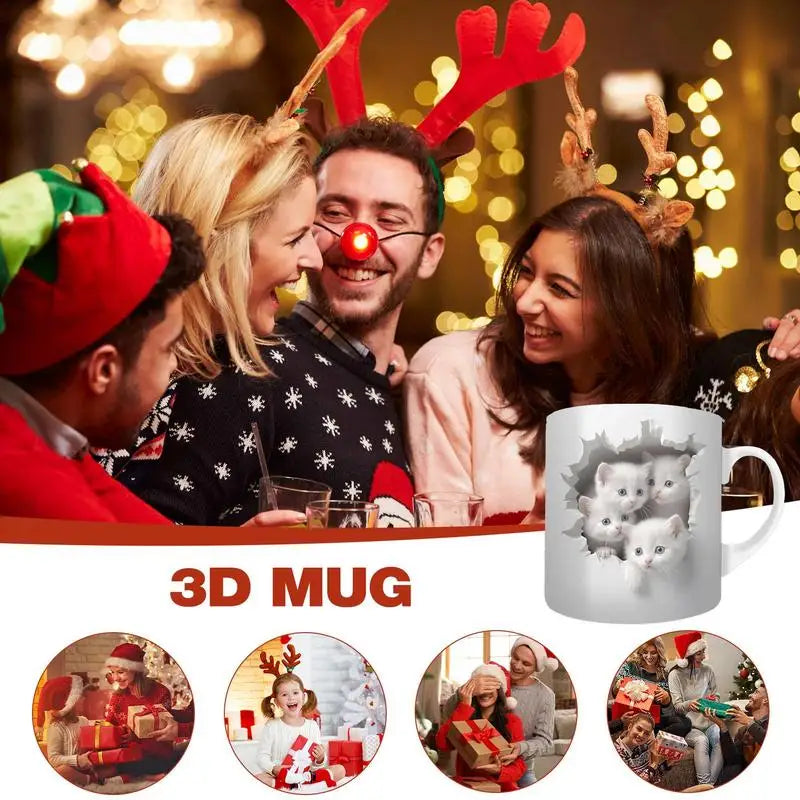 Cat Coffee Mug Ceramic 3D Visual Cat Milk Cup Unique Gifts