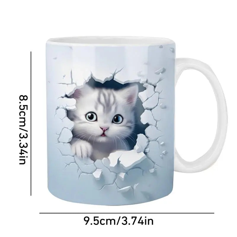 Cat Coffee Mug Ceramic 3D Visual Cat Milk Cup Unique Gifts