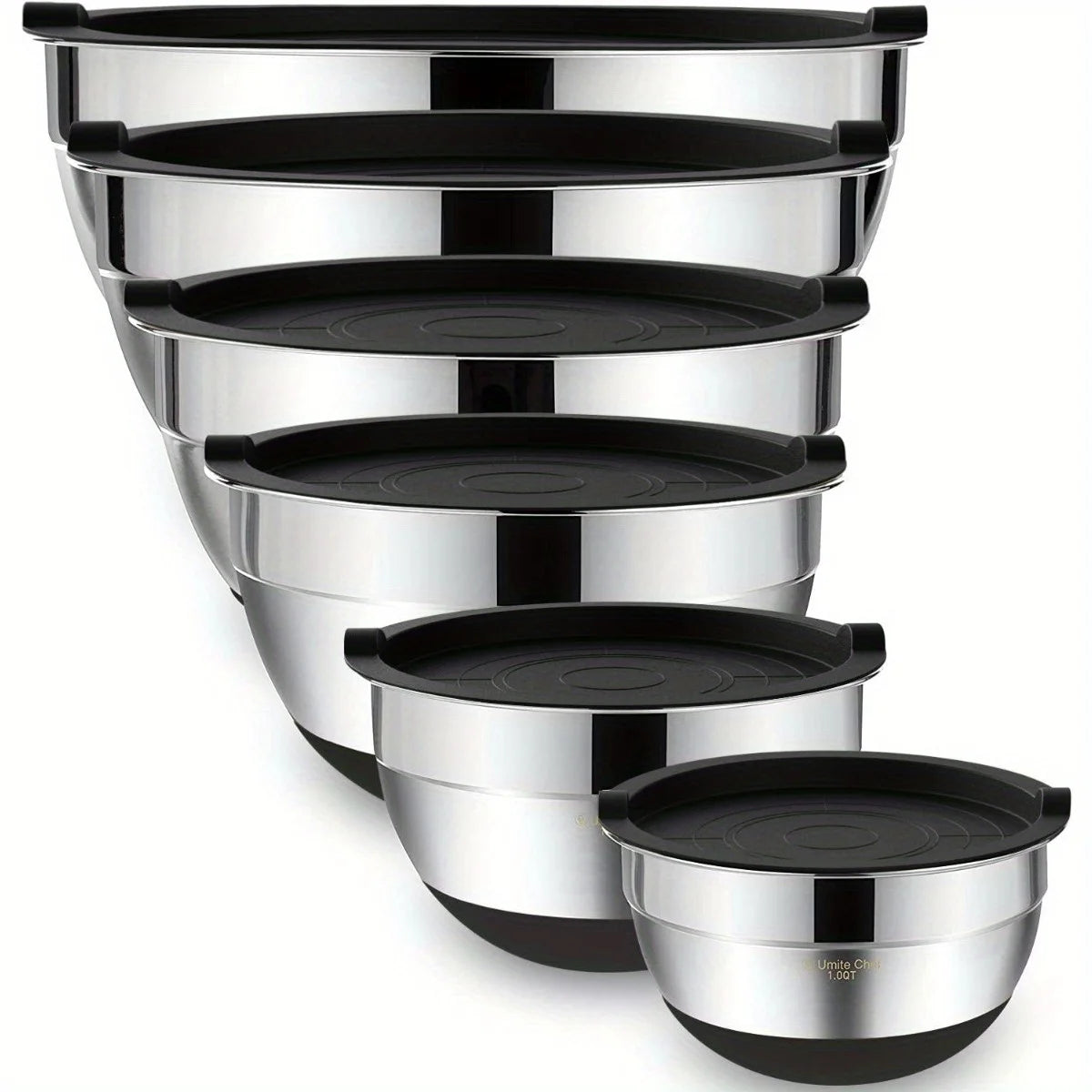Mixing Bowls with Airtight Lids 6 Piece Stainless Steel Set