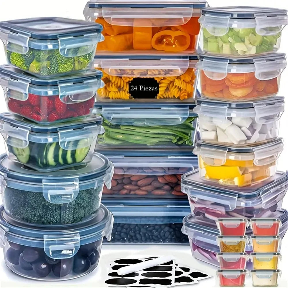 24Pcs Kitchen Storage Container Set - Dishwasher Safe Bins